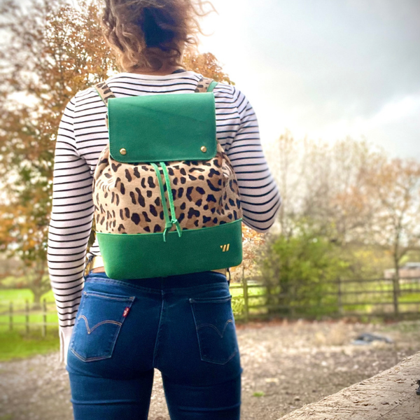 Green leopard print bag on sale